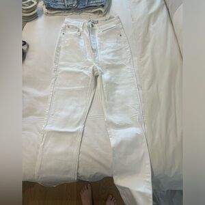 ZARA split hem high rise white jeans